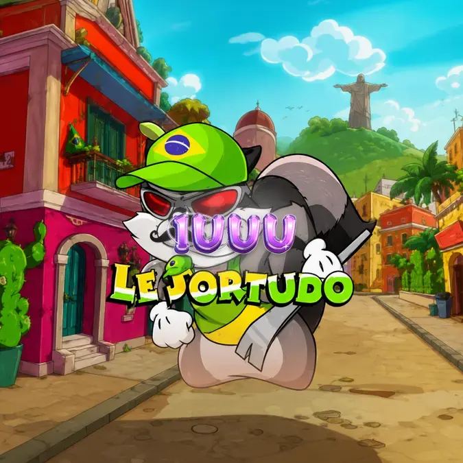 Smokey o guaxinim em uma rua brasileira ensolarada no slot Le Sortudo